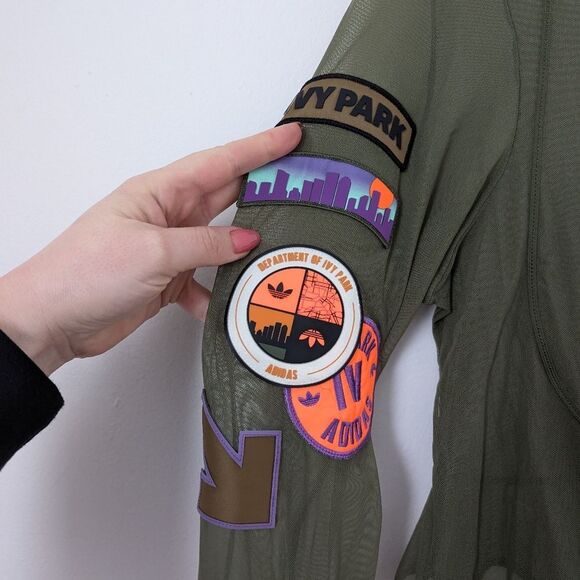 IVY PARK x Adidas army green mesh Trail Light sheer patch bodysuit - Picture 4 of 9